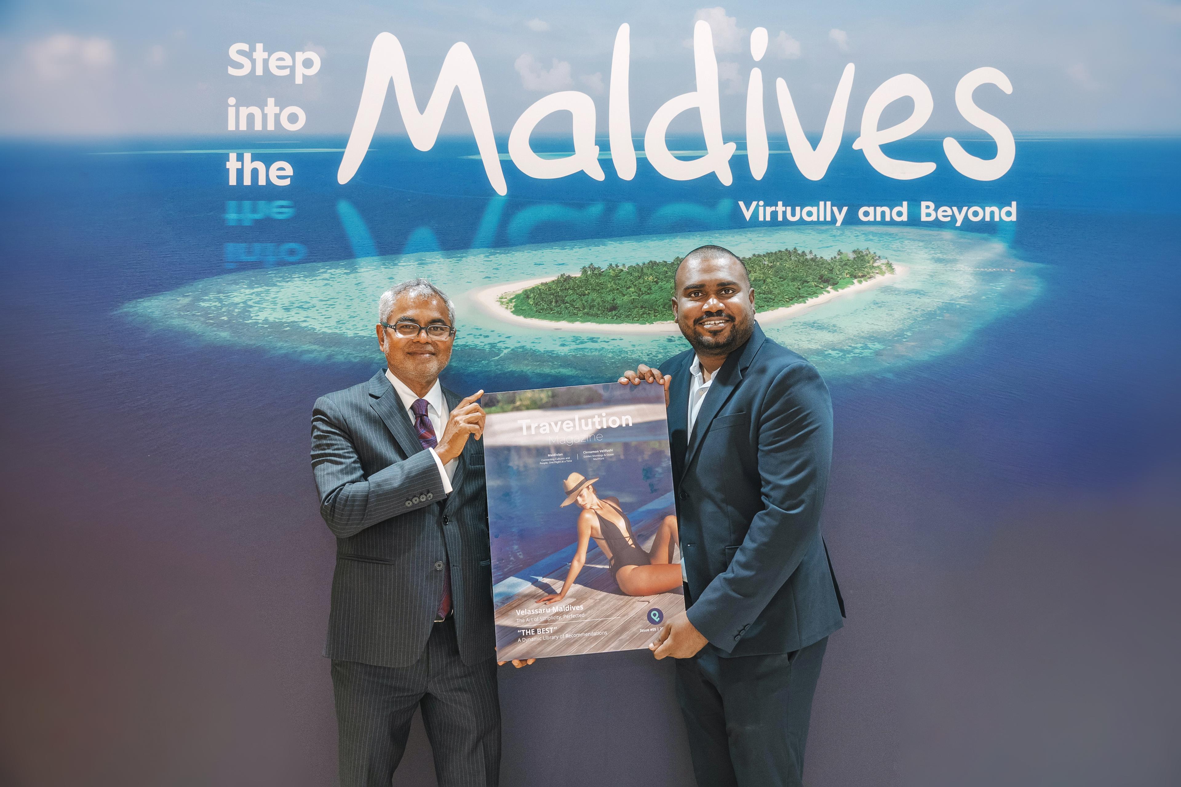Minister of Tourism and Environment, Minister Thoriq Ibrahim with Fraath Mohamed, Managing Director of The Travel Guys